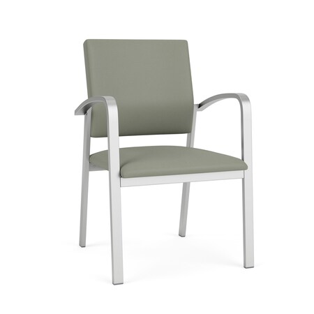 Lesro Newport Guest Chair Metal Frame, Silver, OH Eucalyptus Upholstery NP1101